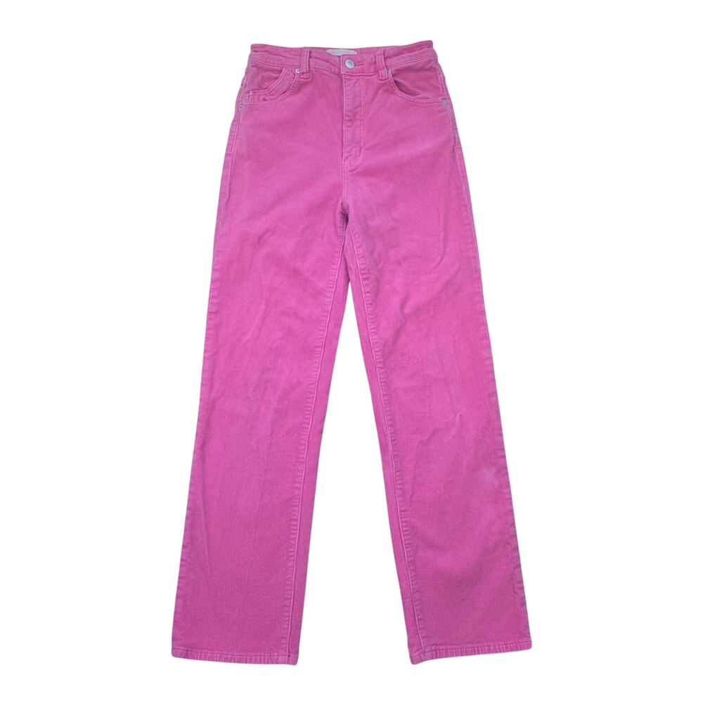 Rollas Original High Rise Straight Corduroy Pants Womens 26 Pink Stretch Cord